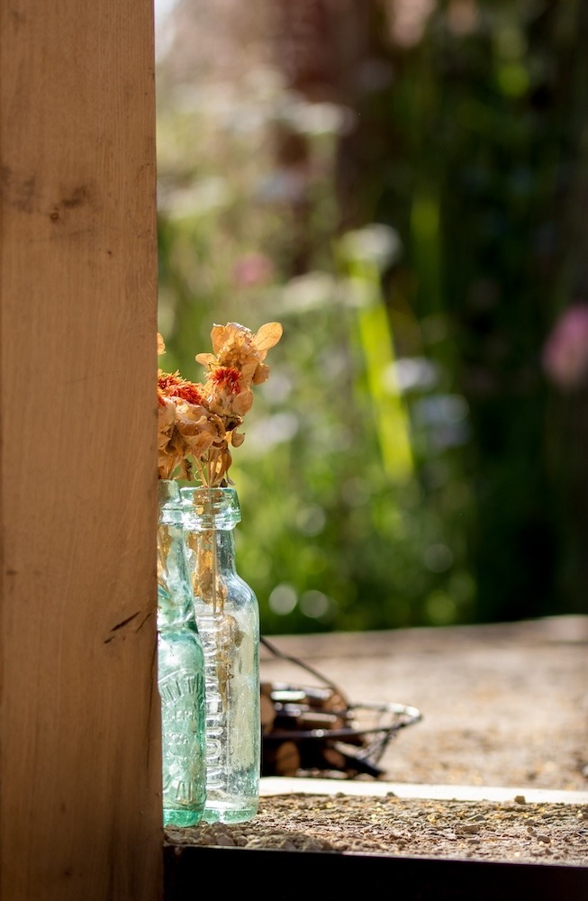 Everchanging Garden Design Hertfordshire RHS show dried flower bottles